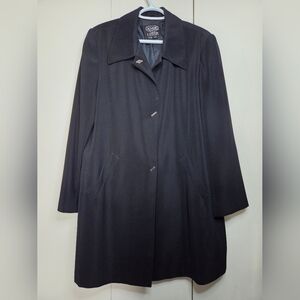 Novelti Petite for Lindor Women's Size 11/12 Elegant Navy Trench Coat Snap Front